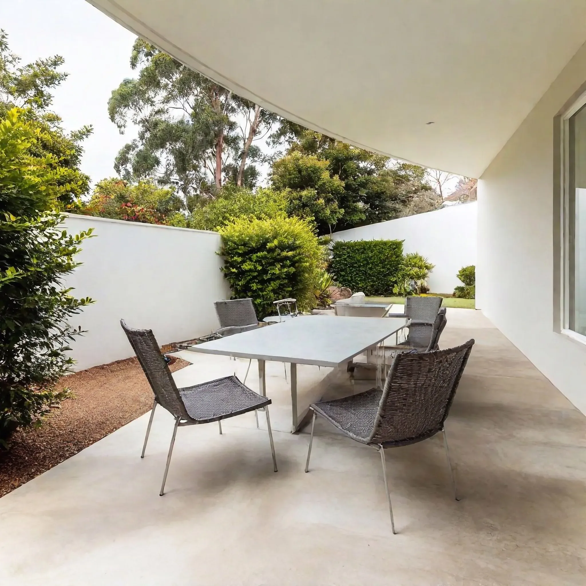 Concrete patio with textured finish