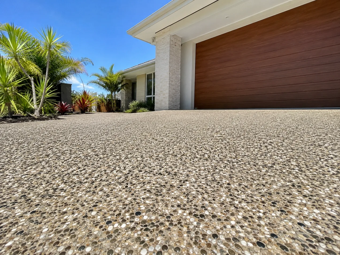 Exposed aggregate driveway finish